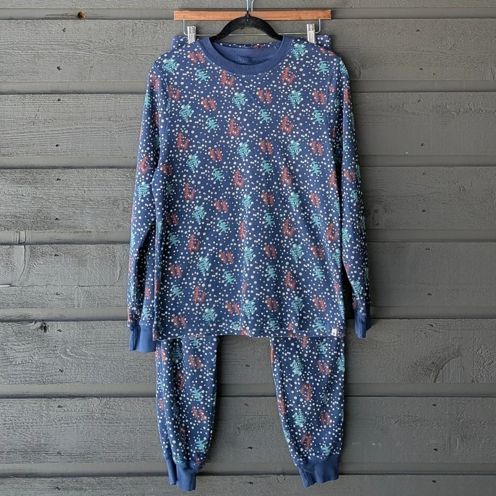 Pact Hibernation Navy Blue Snowy Trees Pajama Set Size Medium